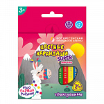 "ВКФ" "Super" SCP-3024 Набор цветных карандашей, трехгранные короткие "Лама" заточенный 24 цв.