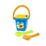 Набор №23: ведро-цветок среднее, ситечко-цветок, совок №2, грабельки №2, Артикул 2150