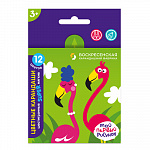"ВКФ" "Super" SТCP-2012 Набор цветных карандашей, короткие "Фламинго" заточенный 12 цв.