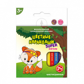 "ВКФ" "Super" SCP-2024 Набор цветных карандашей, короткие "Лисенок" заточенный 24 цв. – портал поставщиков НСППО - 1