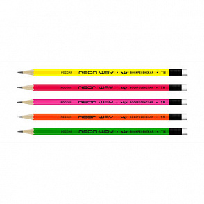 "ВКФ" "Neon way" NW05 Карандаш графитный неоновый с ластиком заточенный ТМ (HB) – портал поставщиков НСППО - 1