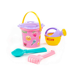 Набор №210: ведро малое с наклейкой, ситечко-цветок, совок №2, грабельки №2, лейка малая №3, артикул 0672 – портал поставщиков НСППО - 1