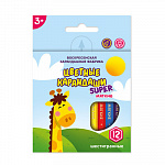 "ВКФ" "Super" SCP-1012 Набор цветных карандашей, короткие "Жирафик" заточенный 12 цв.