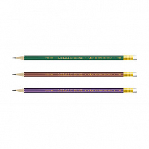 "ВКФ" "Metallic shine" 3P 1-1602 Набор графитных карандашей с ластиком ОПП заточенный ТМ (HB) 3 шт. – портал поставщиков НСППО - 1