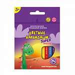 "ВКФ" "Super" SCP-1024 Набор цветных карандашей, короткие "Динозаврик" заточенный 24 цв.