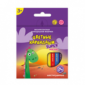 "ВКФ" "Super" SCP-1024 Набор цветных карандашей, короткие "Динозаврик" заточенный 24 цв. – портал поставщиков НСППО - 1