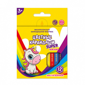 "ВКФ" "Super" SCP-2012 Набор цветных карандашей, короткие "Единорог на радуге" заточенный 12 цв. – портал поставщиков НСППО - 1