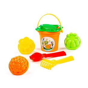 Набор №26: ведро малое, ситечко-цветок, совок №2, грабельки №2, 3 формочки, Артикул 2181 – портал поставщиков НСППО - 1