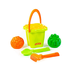 Набор №36: ведро-цветок среднее, ситечко-цветок, совок №2, грабельки №2, 2 формочки, Артикул 2280 – портал поставщиков НСППО - 2