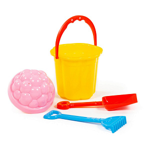Набор №65: ведро-цветок малое, лопатка малая №3, грабельки малые №3, 1 формочка, артикул 3584 – портал поставщиков НСППО - 5