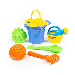Набор №349: ведро малое с носиком, ситечко-цветок, совок №2, грабельки №2, 2 формочки, лейка малая №3, артикул 4917 – портал поставщиков НСППО - 5